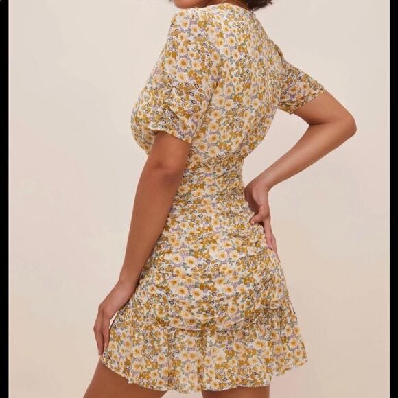 ASTR The Label Mustard & Blue Daisy Floral Lucky Me Dress Size Medium - Picture 7 of 9